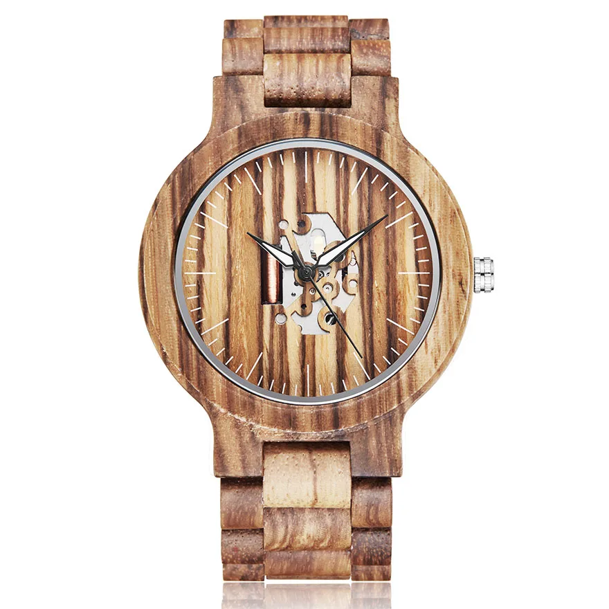 Men Wood Watch Креативные деревянные парные механические часы для мужчин и женщин, деревянный ремешок, наручные часы, деревянные часы, самовзводные часы, reloj de mujer de mader, мужские часы - Цвет: Men Wood Watch