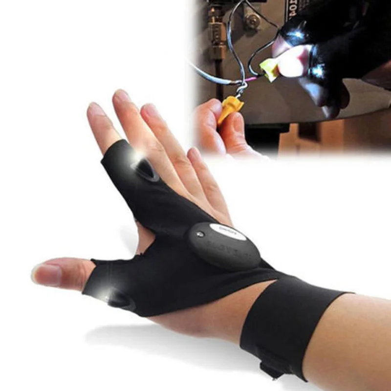 LEDGOO СВЕТОДИОДНЫЕ Открытый Рыбалка Отдых Туризм Перчатки Без Пальцев Фонарик