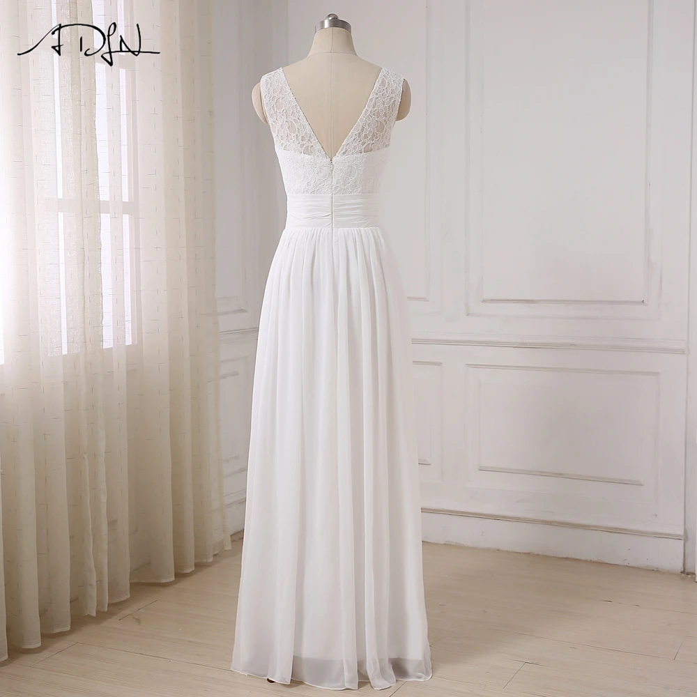 Шифоновые пляжные свадебные платья ADLN недорогие кружевные без рукавов женское