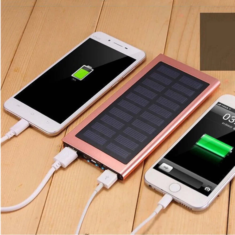 Солнечный внешний аккумулятор 2 USB светодиодный внешний аккумулятор портативный мобильный телефон солнечное зарядное устройство для Xiaomi Mi iphone XS 8plus