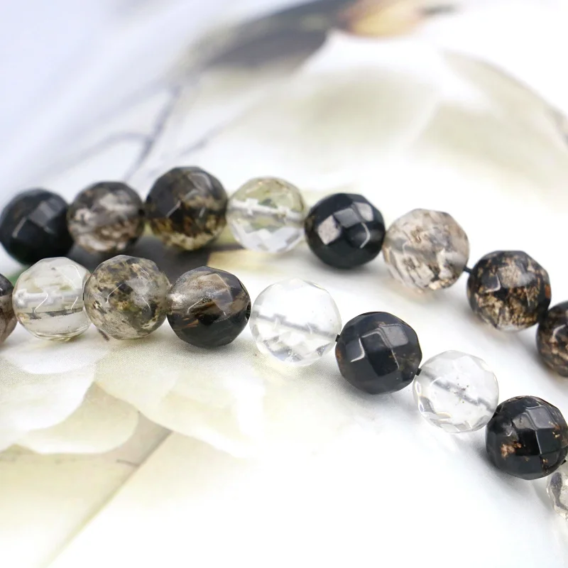 10mm Faceted black multicolor watermelon tourmaline round loose beads 15&quot 2pc/lot DIY fit women jewelry gift | Украшения и