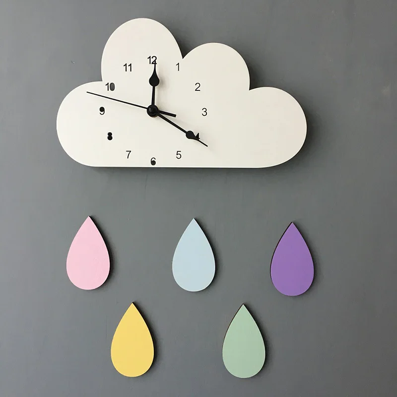 Настенные часы INS в скандинавском стиле милые монохромные форме облака и капли - Фото №1
