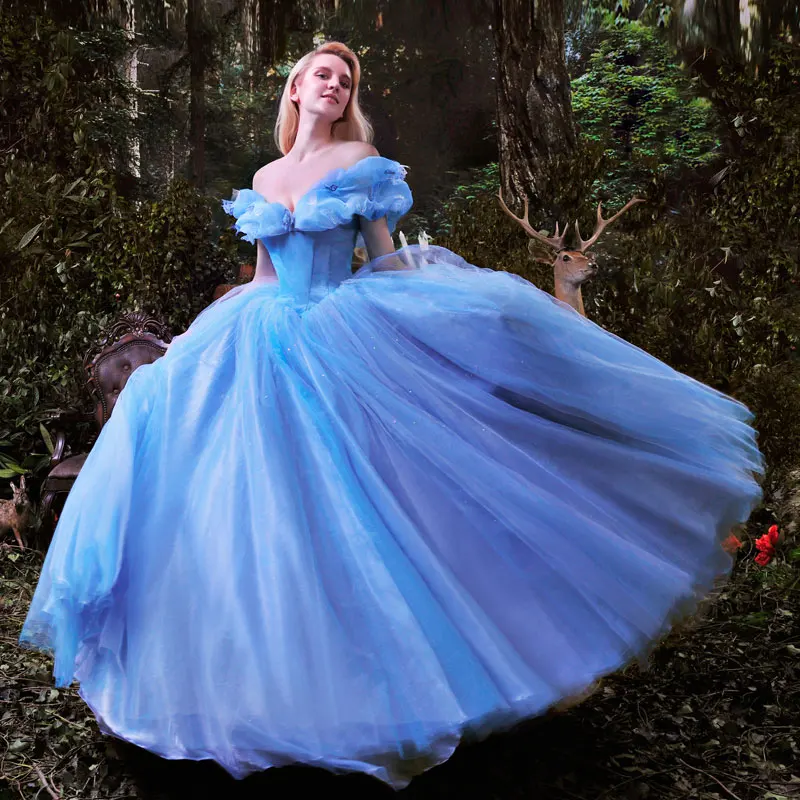 

Halloween Women Blue Cinderella Dress Princess Dress for Women White Snow Cosplay Costume Party Dress Performance