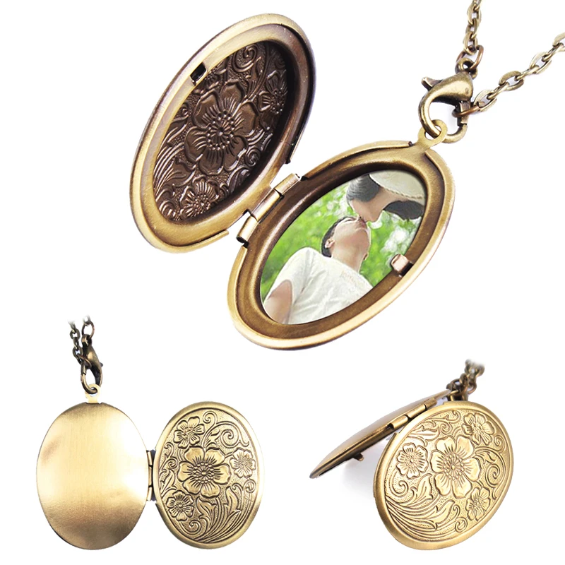 1 шт. Лидер продаж Бронзовый цветок узор кулон в виде фоторамки вечерние платье