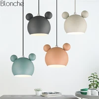 modern mickey pendant lights metal hanglamp led lamp iron hanging light for childrens room bedroom cute gift fixtures luminaria