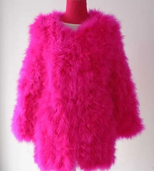 Linhaoshengyue Страусиные волосы пальто, длинный рукав, пальто 90 см длиной, Novel Fashion - Цвет: rose red