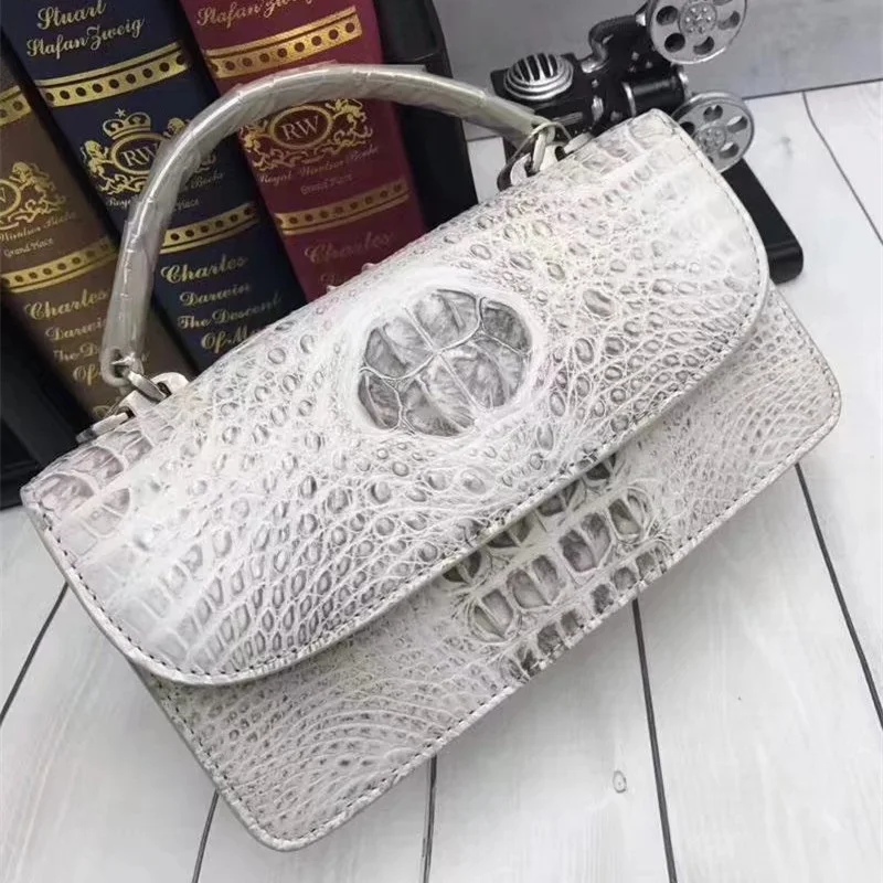 Шикарная дизайнерская женская маленькая сумка из 100% натуральной кожи аллигатора