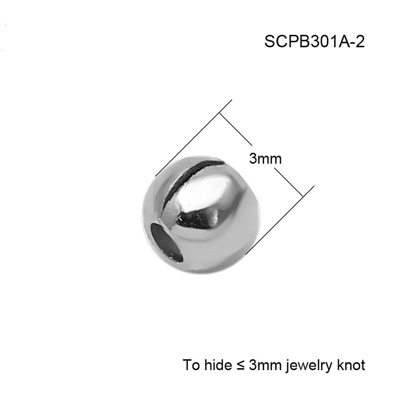 3mm White Gold Color 3 мм, 4 мм, 5 мм, 925 пробы, Серебряный конец, Обжимные бусины, накладки, бусины, колпачки, фурнитура для ювелирных изделий, аксессуары, 100 шт./лот, SCPB301 - Цвет: 3mm White Gold Color