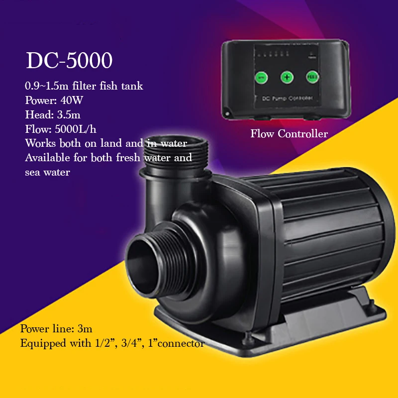 

DC-5000 высококачественный небольшой Электрический погружной насос для наземного/водного использования для фильтра аквариума 40 Вт 5000л/ч, очен...