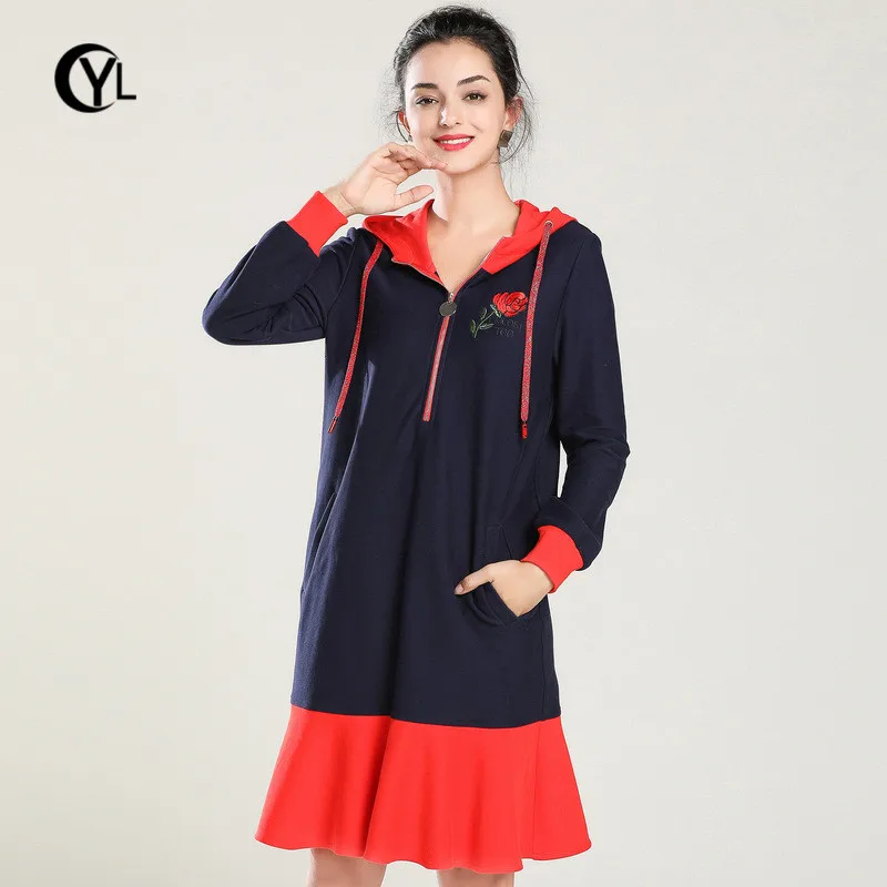 OUYALIN L-3XL 4XL 5XL плюс размер осенне-зимнее платье 2018 женское Повседневное с длинным