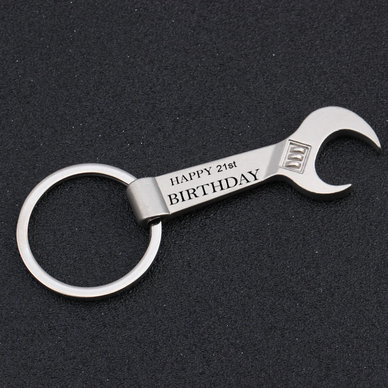 Custom Age Wrench Bottle Opener Keychain Engraved Happy Birthday High Quality Key Holder Keyring Friends Gifts | Украшения и
