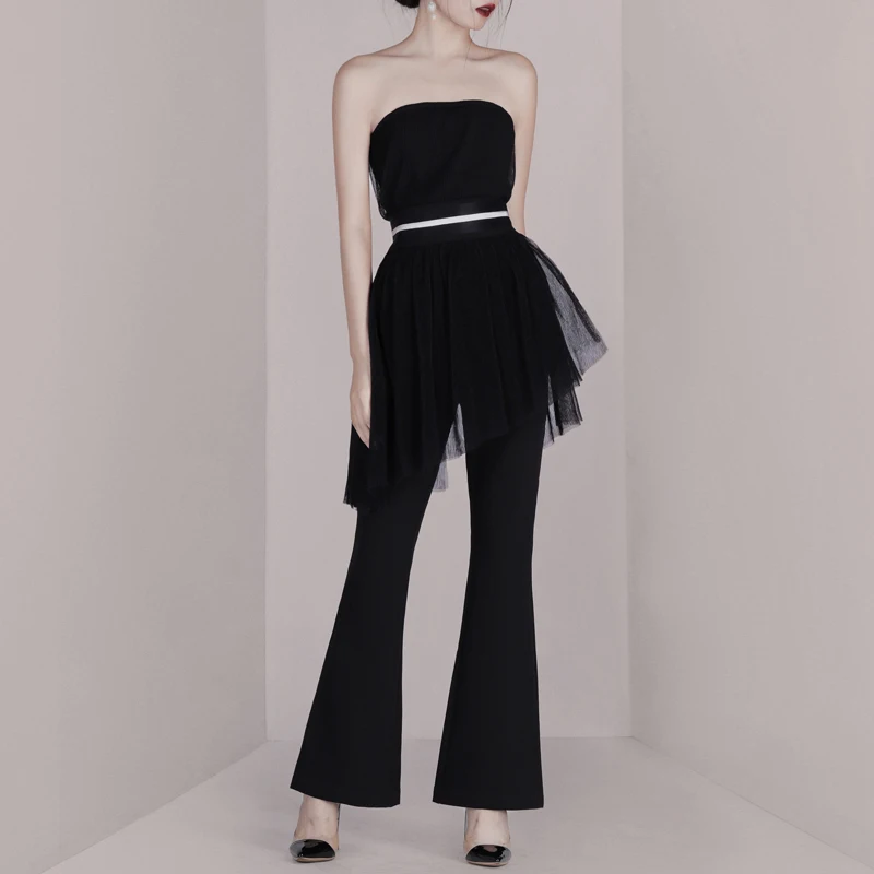 INDRESSME новинка 2019 комплект из 2 предметов сексуальные сетчатые Топы без бретелек с
