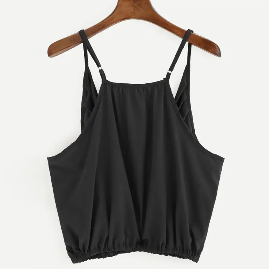 

Nice Women Crop Tops Camis Women Crop Tops Sleeveless Solid Wrinkle Women Crop Tops Short Sexy Women Tank Short