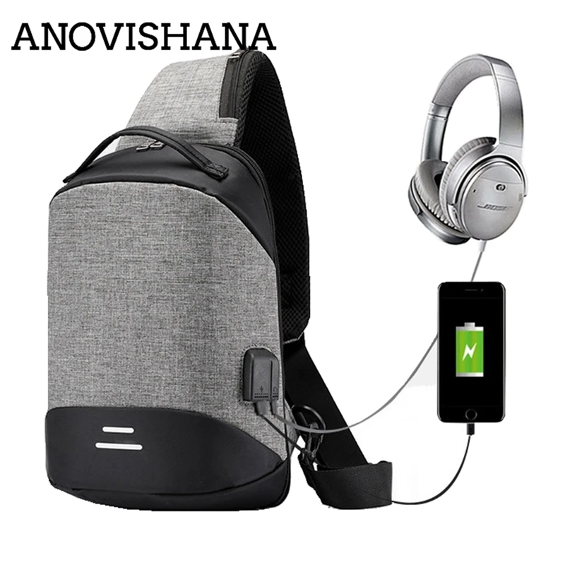 ANOVISHANA Внешняя USB зарядка для наушников нагрудные сумки дорожная сумка через