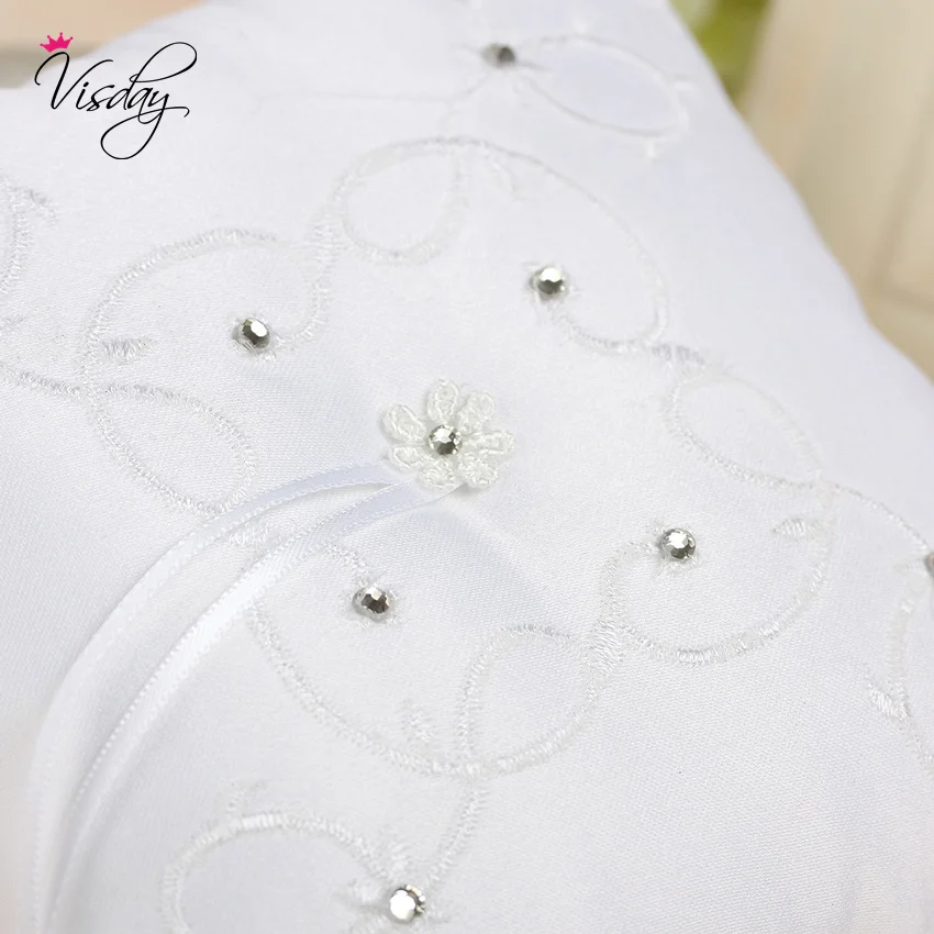 

Free Shipping 15cm White Satin Wedding Ring Pillow Wedding Decoration Wedding Accessories Casamento Event & Party Supplies