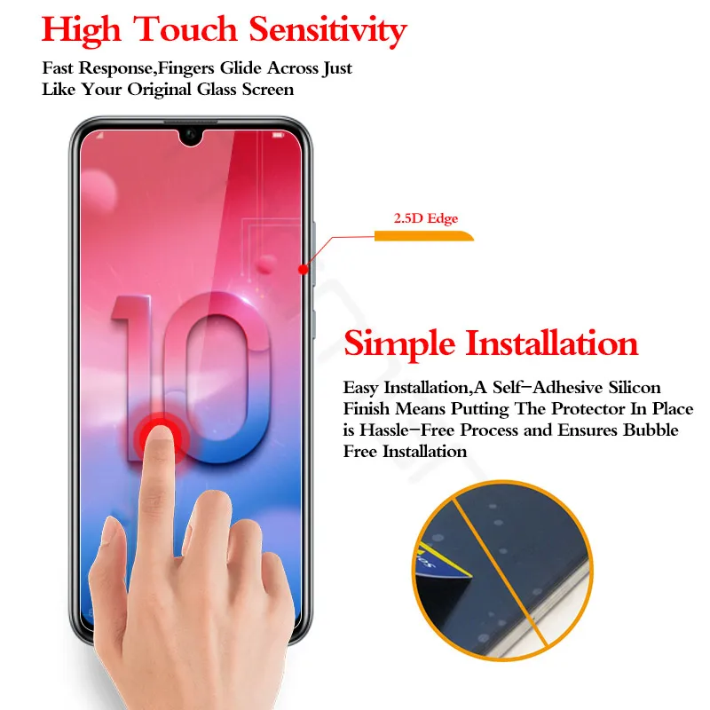 Huawei P Smart 2019 Enjoy 7S honor 10 lite Psamrt закаленное стекло 2.5D тонкая защитная пленка