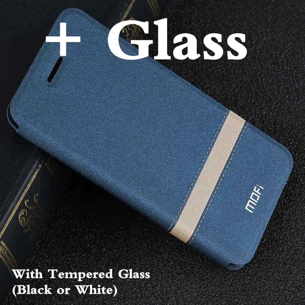 Blue with Glass MOFi флип-чехол для iPhone XR, чехол для Apple XS, ТПУ Корпус для iPhone XS Max, чехол-книжка из искусственной кожи, силиконовый чехол-книжка - Цвет: Blue with Glass