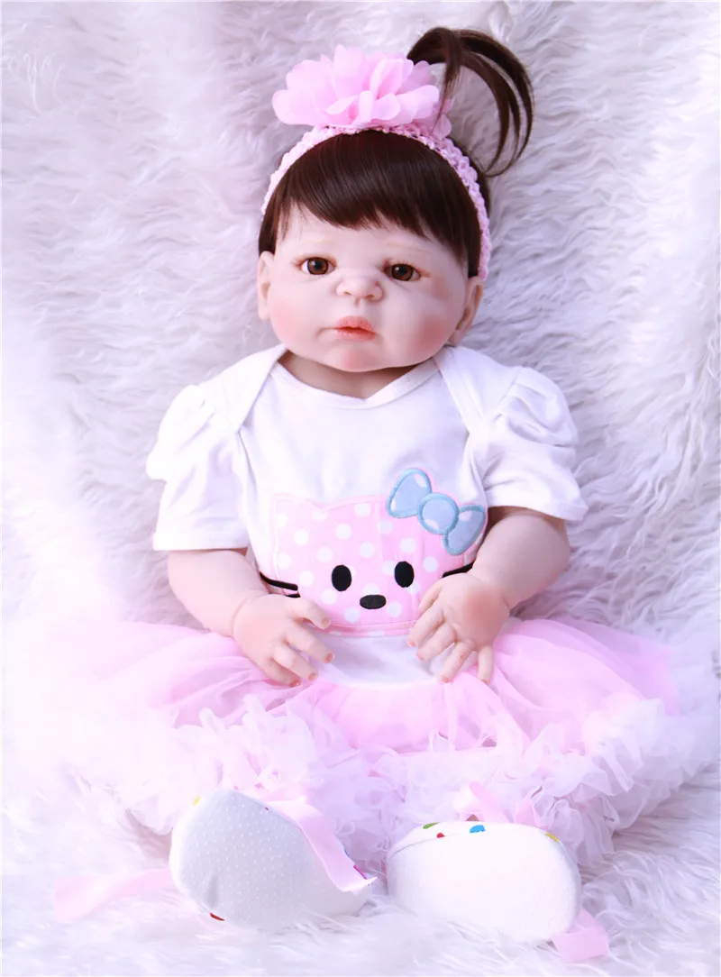 57 см реалистичные силиконовые Reborn Baby Menina Alive 23 ''полный винил тела мода bonecas