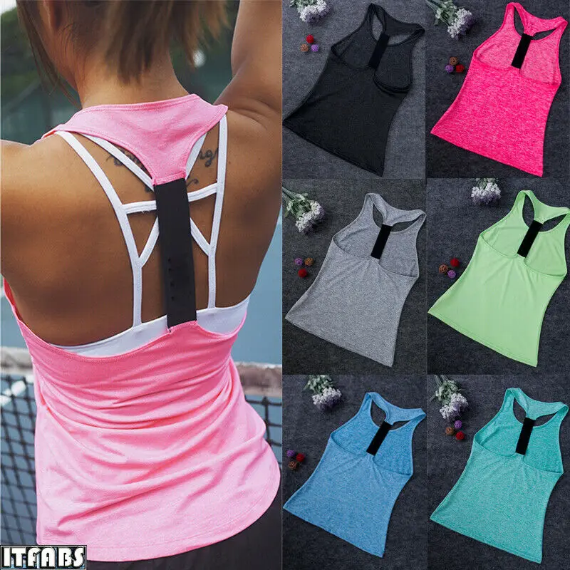 Women's Summer Sleeveless Bodybuilding Running Solid Backless Vest Breathable Fitness | Спорт и развлечения