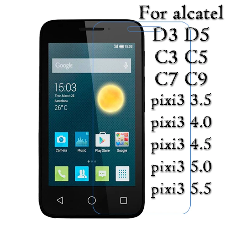 Закаленное стекло Защитная пленка 9H 2.5D для Alcatel One Touch pop c3 c5 c7 c9 d3 d5 Pixi3 3 5 4 0 дюйма
