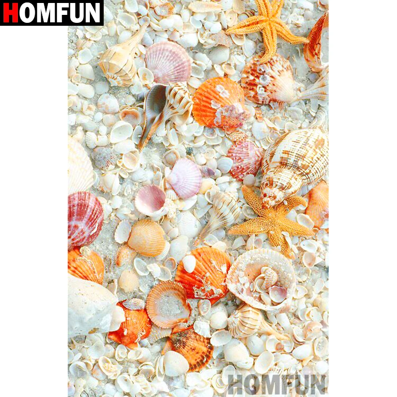 

Алмазная 5d-картина HOMFUN «Звездные рыбы, раковины», вышивка крестиком, полное покрытие, квадратные/круглые, домашний декор, A10451
