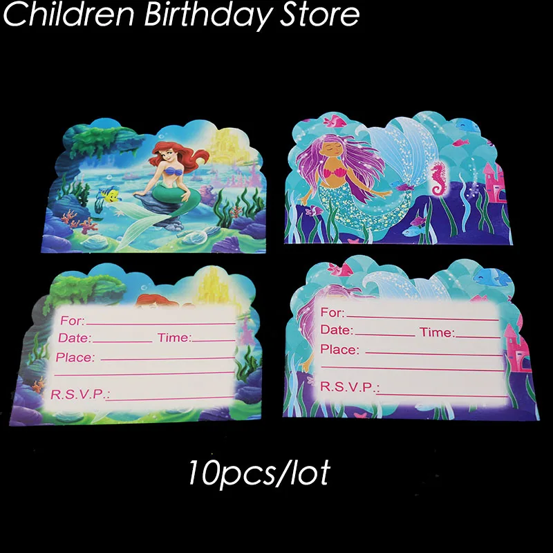 10 шт./лот приглашения с маленькой русалочкой маленькая Русалочка украшения для