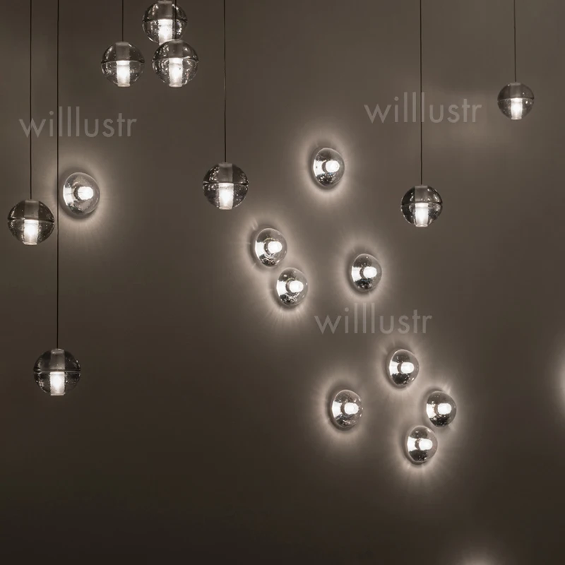 Настенное бра светящееся шар литое выдувное стекло лампа крыльцо лестница отель