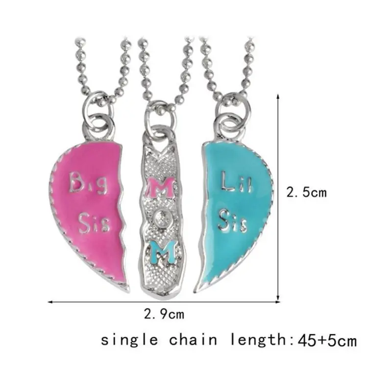 3 шт./компл. ожерелье с сердцем большая сестра мама маленький Sis резной кулон на