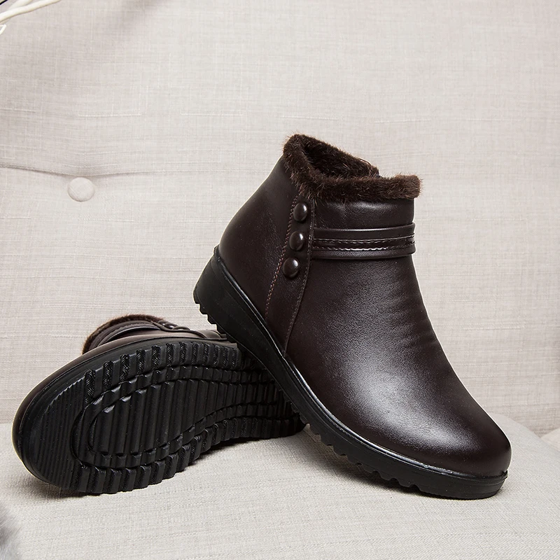 Женские ботильоны из натуральной кожи ZZPOHE модные зимние теплые ботинки на