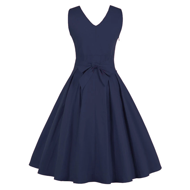 Kostlish элегантных женщин лето dress 2017 рукавов свинг 1950 s vintage туника v-образным