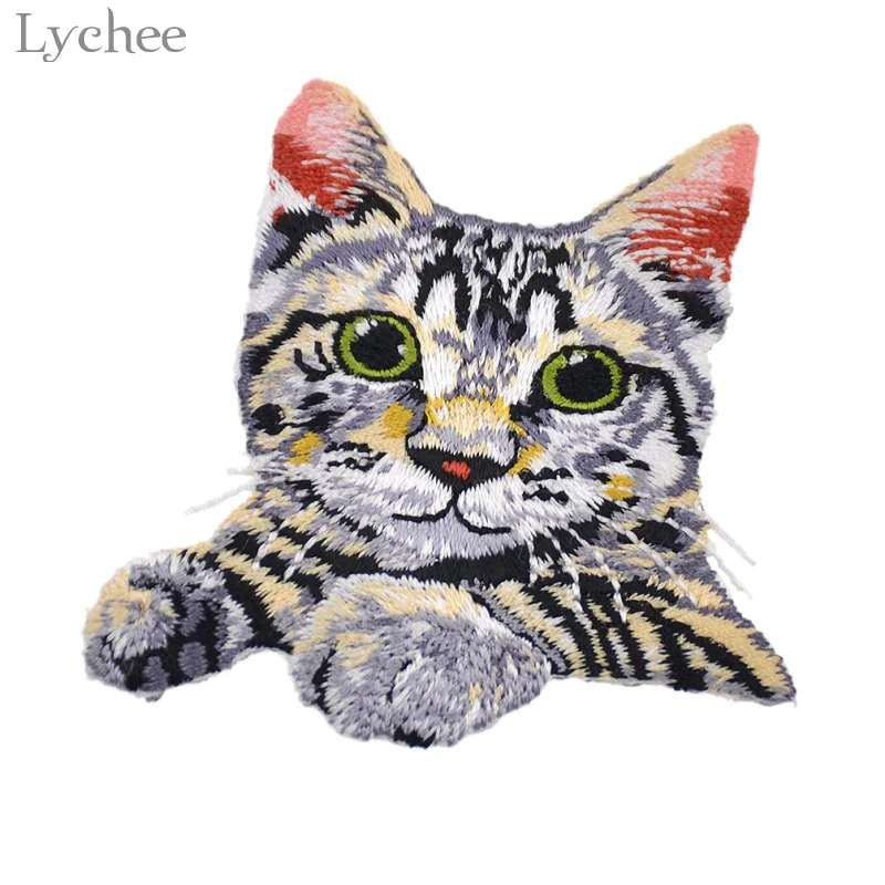 Lychee Life 1 шт. симпатичная вышитая кошка термоклейкая нашивка для одежды сделай сам
