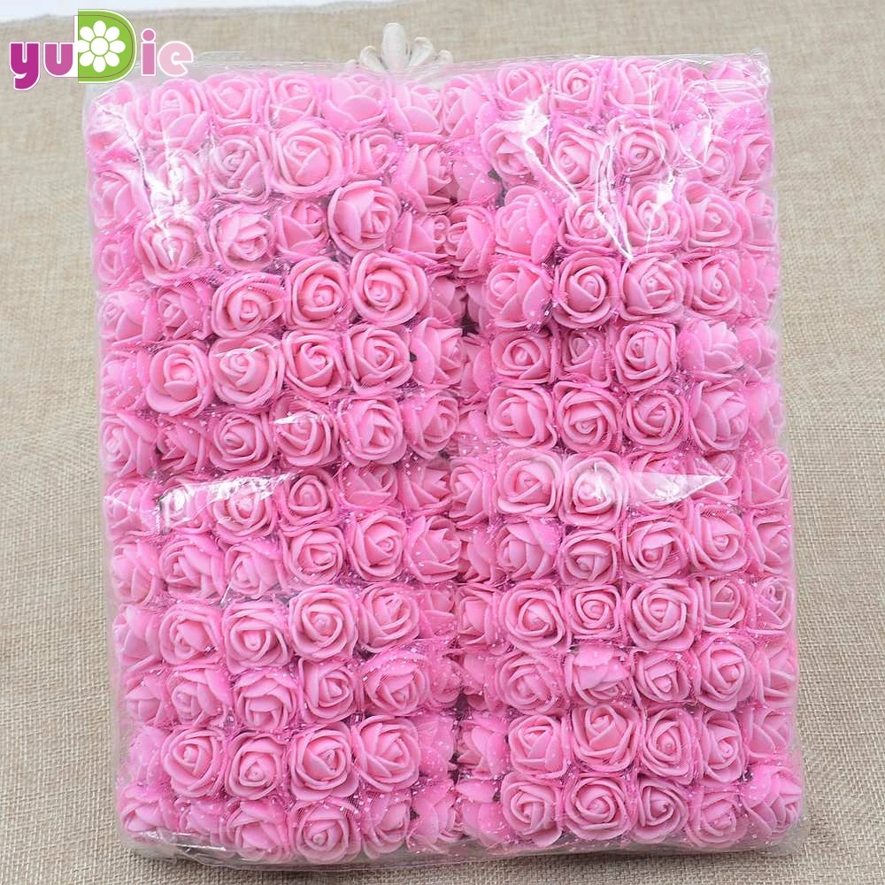 dark pink 144 шт искусственный цветок кружево Пена букет из роз для свадьбы дома Рождество украшения DIY ВЕНОК скрапбук Подарочная коробка День святого Валентина - Цвет: dark pink