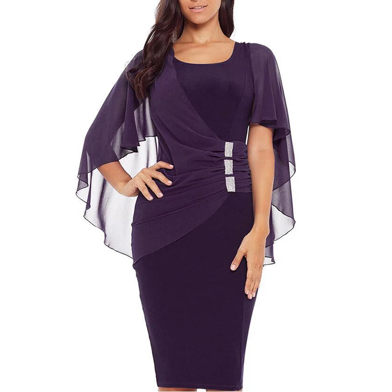 Женское платье для выпускного вечера с рукавом шалью облегающее модное