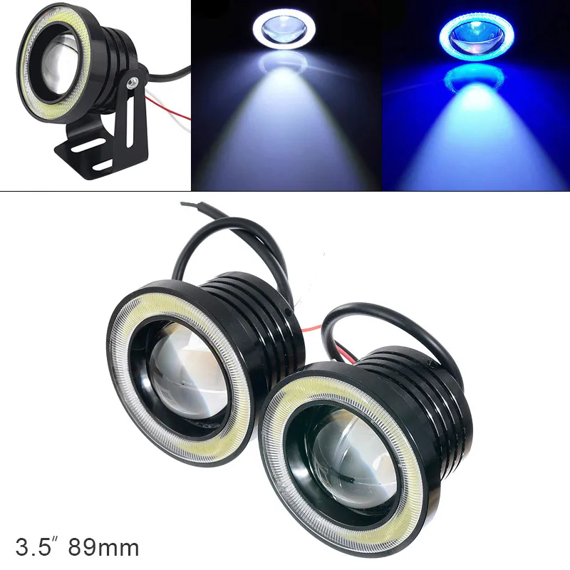 3.5 inch 2 шт. 2,5/3/3,5 дюймов 12V автомобилей COB 1200LM 30 Вт Светильник Светодиодный Противотуманные фары Дневные ходовые огни белый Ангел глаз вождения сигнальных ламп дневного светильник - Цвет: 3.5 inch