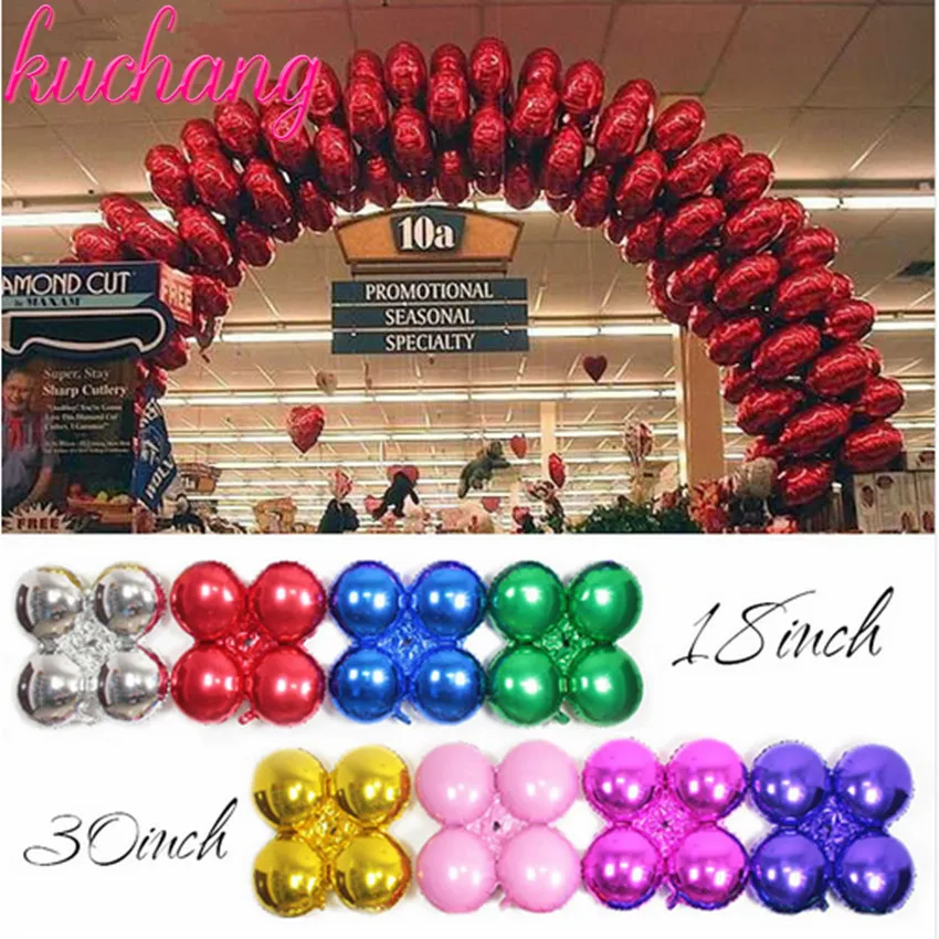 

50pcs/lot 4petals 18inch flower aluminum foil balloons arch four leaf clover baloes building column arch for wedding decor globo