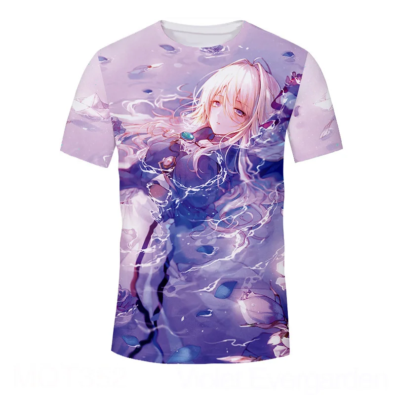 Мужская/женская футболка с короткими рукавами повседневная фиолетовая 3D принтом