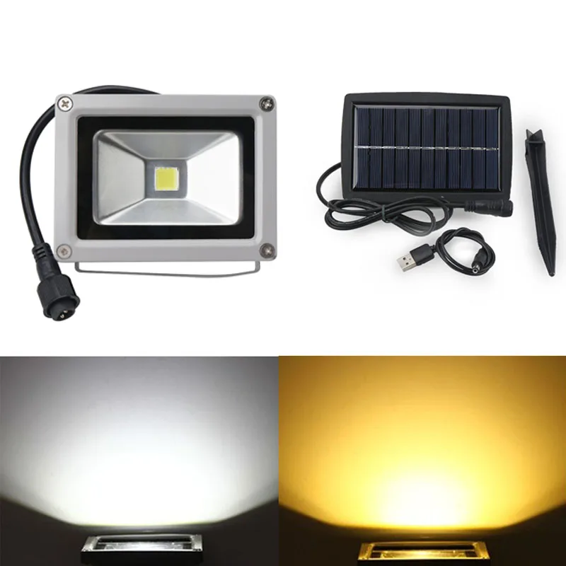 Водонепроницаемый светодиодный прожектор на солнечных батареях 10 Вт уличный