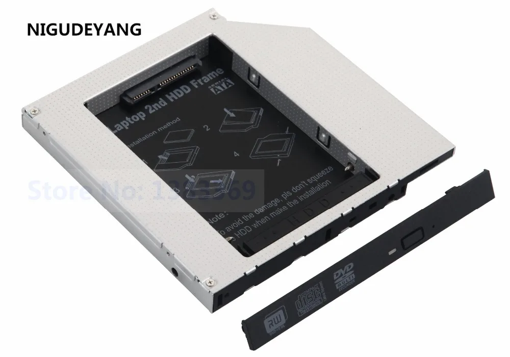 

NIGUDEYANG 2nd HDD SSD Hard Disk Drive IDE to SATA Optical bay Caddy Frame Tray Adapter for Dell Inspiron 1521 1525 1526