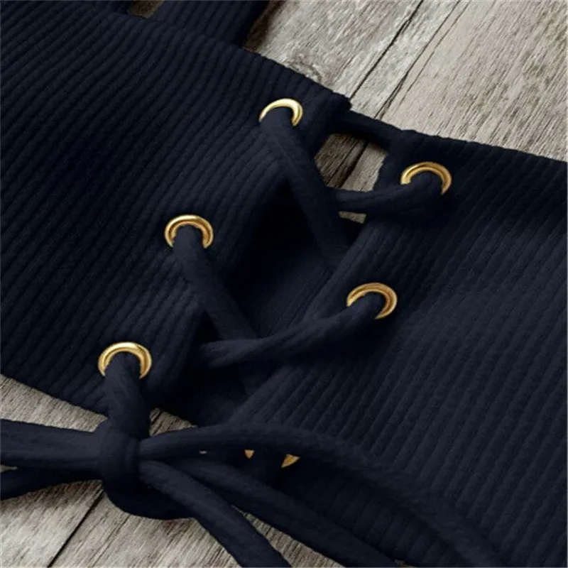 Новинка 2019 летний женский бандажный комплект бикини со средней талией