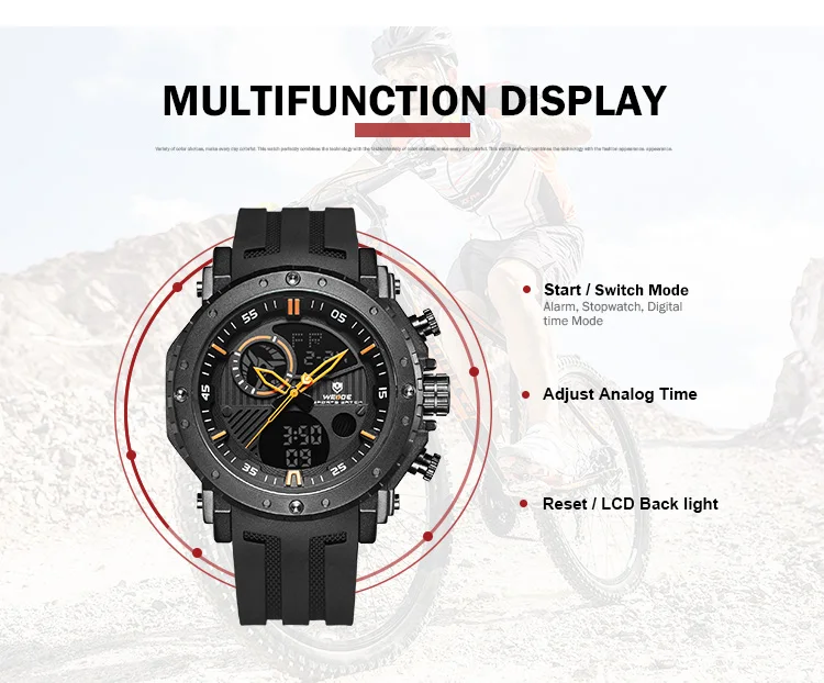WEIDE Цифровые мужские часы Роскошные Брендовые мужские часы Saat мужские спортивные Водонепроницаемые силиконовые военные аналоговые часы хронографы