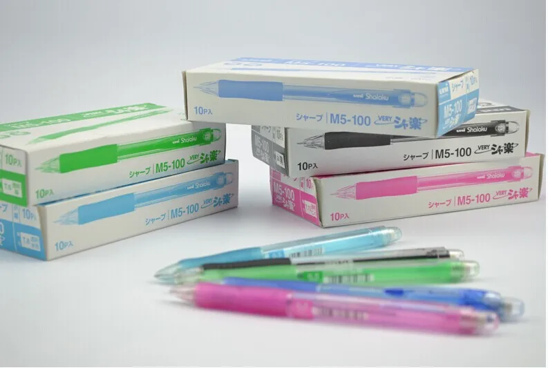 Mitsubishi Uni-ball M5-100 mechanical pencil 0.5mm automatic Japan Black/BlueGreen/Light Blue/Pink Colors | Канцтовары для офиса и