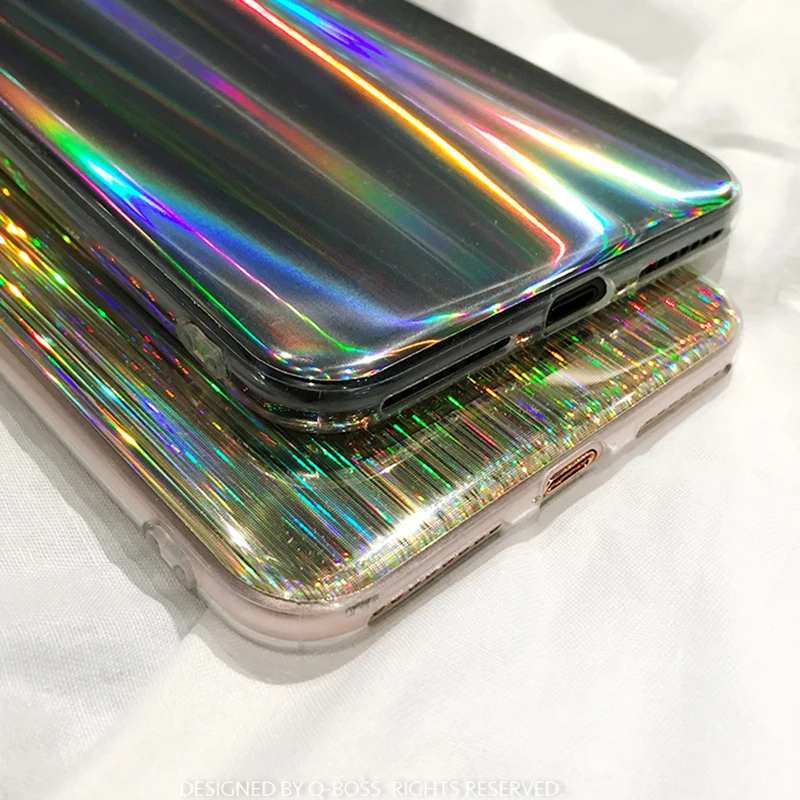 Модный Цветной лазерный чехол Kerzzil для iPhone 7 6 6S Plus чехлы из мягкого ТПУ с блестящей