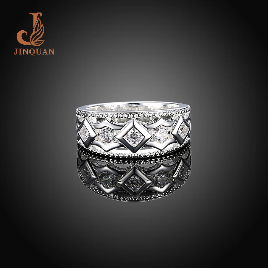 2017New design Fashion Square line Zircon silvering anel anillos CZ Stone rings for women dance party statement JINQUAN | Украшения и
