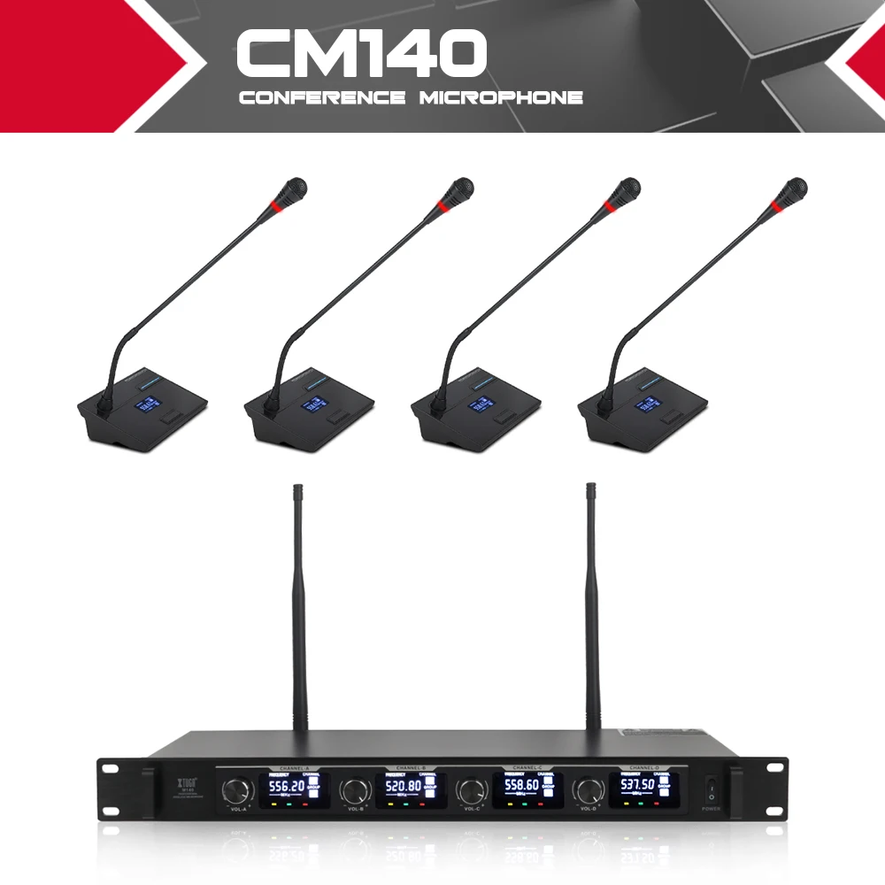 XTUGA CM140 УВЧ 4 канальная профессиональная микрофонная система гусиная шея