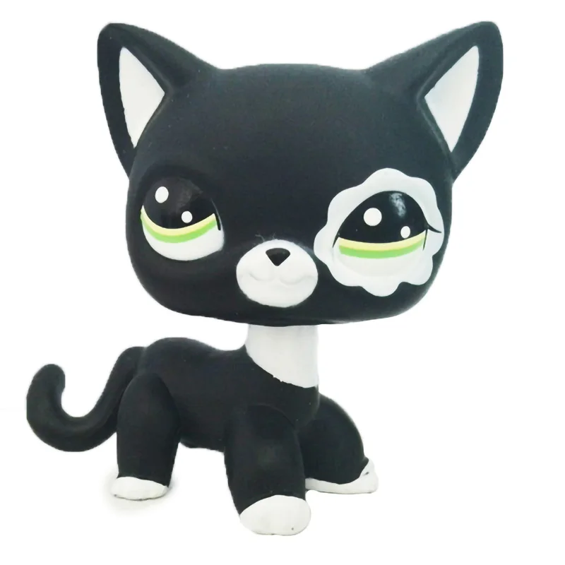 33 Lps настоящий редкий pet shop игрушки прекрасный Редкий черный Кот Голубые глаза белый розовый блеск котенок животные Детский подарок - Цвет: 33
