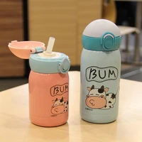 baby drinking cartoon water bottle stainless steel straw vacuum flask children portable mini thermos cup mamadeira cute 60mx
