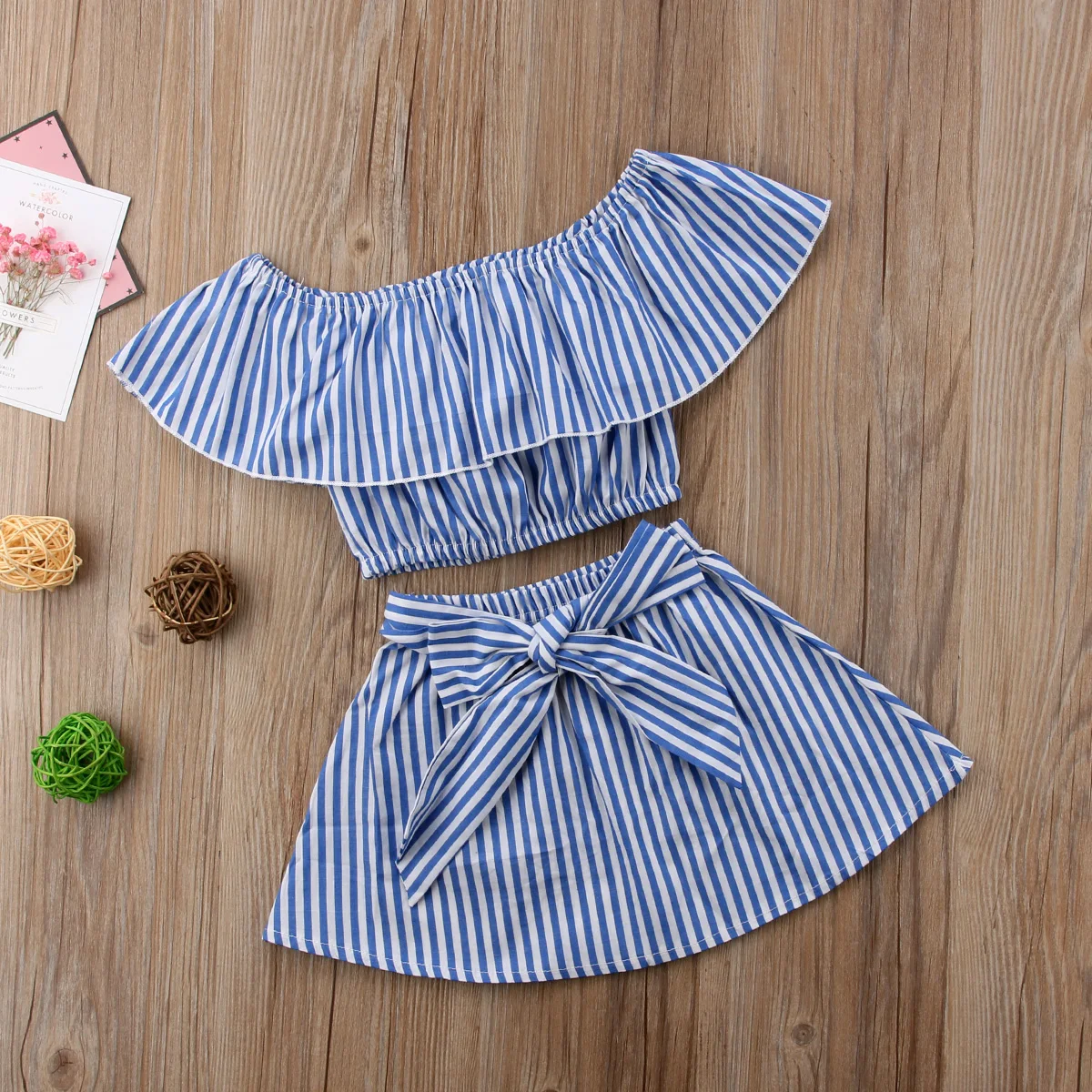 Детская одежда для маленьких девочек из 2 предметов футболка с открытыми плечами