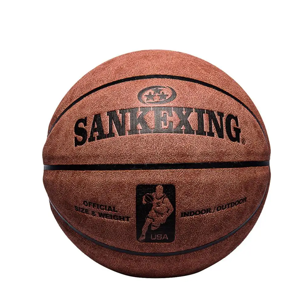 Бренд SANKWXING, Официальный баскетбольный мяч, Размер 7, кожаные баскетбольные мячи, для улицы, для мужчин, баскетбольный мяч 75 см, мягкий - Цвет: reddish brown