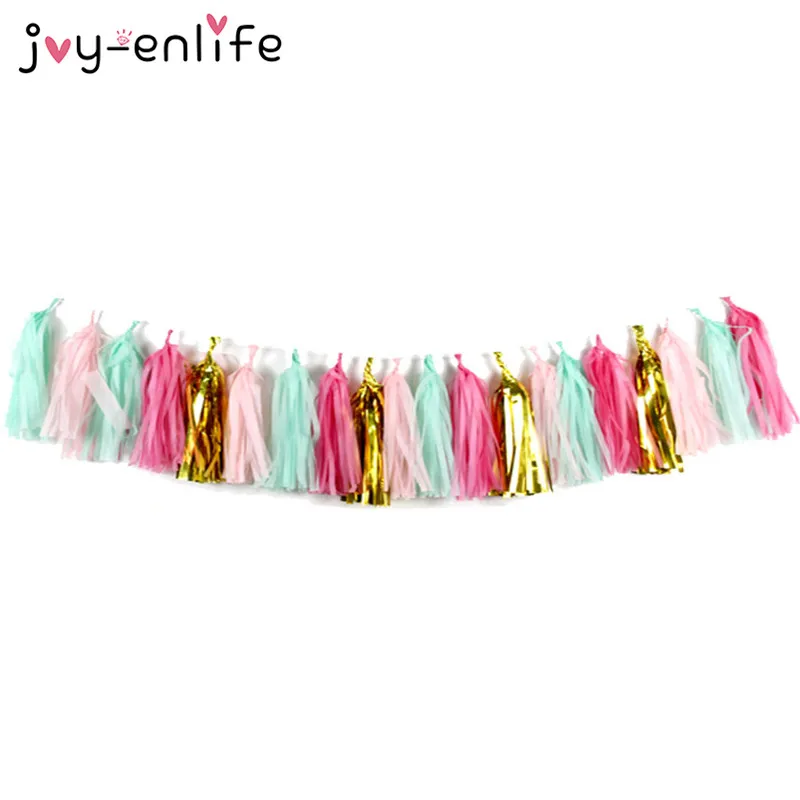20pcs Paper Tassels "ALOHA" День Рождения Декор Фламинго вечерние баннеры бумажные кисточки гирлянды воздушные шары девичник вечерние украшения - Цвет: 20pcs Paper Tassels