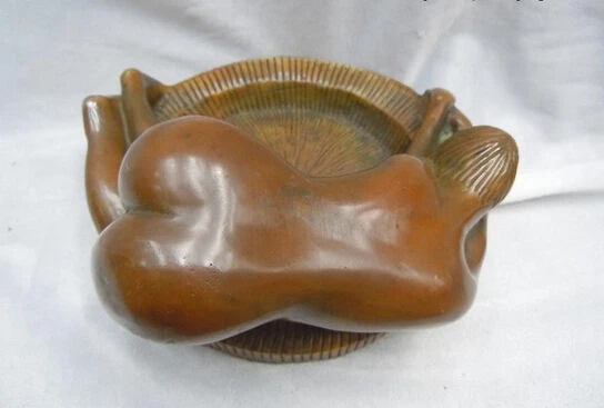 Китайская латунная медная резная пепельница oomph belle скульптура статуя украшение